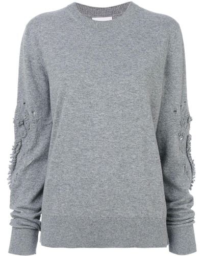 Barrie Romantic Timeless Cashmere Round Neck Pullover - Gray