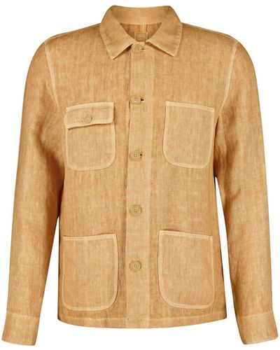 120% Lino Linen Shirt Jacket - Natural