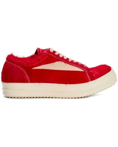 Rick Owens Vintage Lace-up Leather Trainers - Red