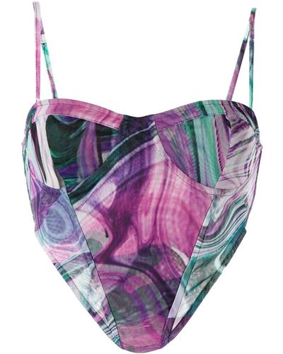 Marques'Almeida Gina Printed Crop Top - Women's - Spandex/elastane - Pink