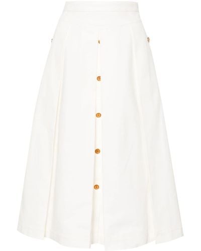 Gucci Falda plisada con detalle de botones - Blanco