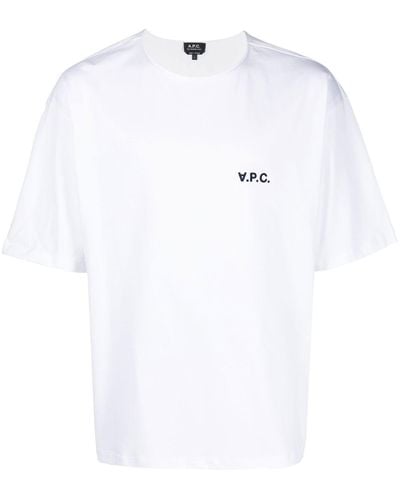 A.P.C. Camiseta con logo estampado y manga corta - Blanco