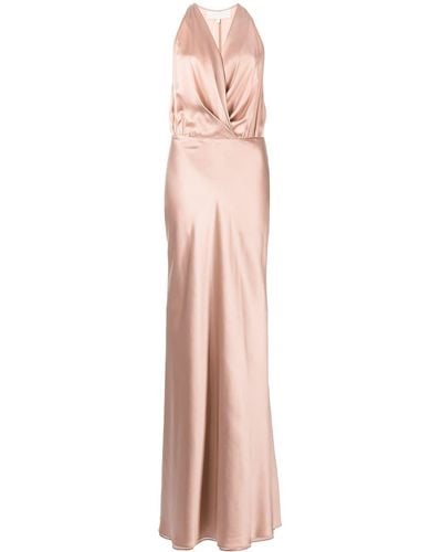 Michelle Mason Draped Halterneck Dress - Pink