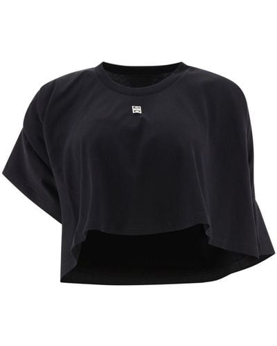 Givenchy Cropped Asymmetric T-shirt - Black