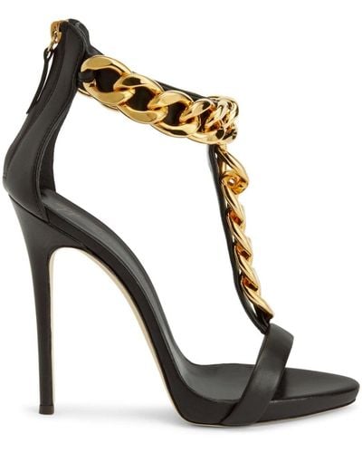 Giuseppe Zanotti Elsie Chain Leather Sandals - Black