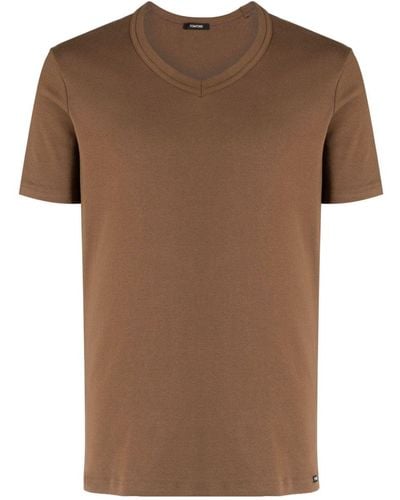 Tom Ford T-shirt con scollo a V - Marrone