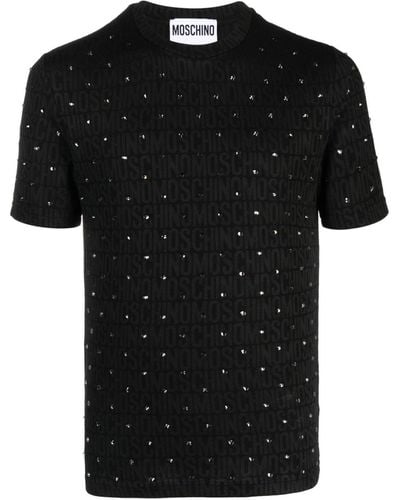 Moschino Camiseta con logo y apliques de strass - Negro