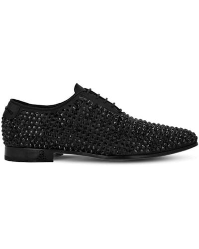Philipp Plein Crystal-embellished Satin Oxford Shoes - Black