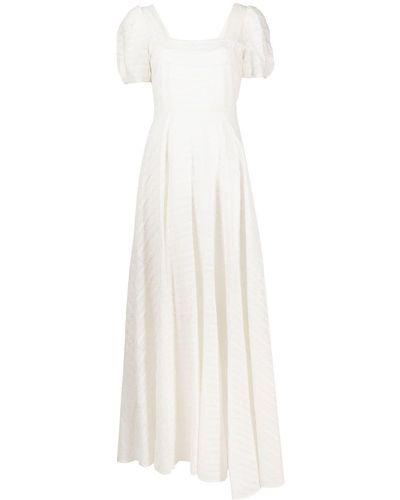 LoveShackFancy Ryan Floral-embroidered Maxi Dress - White