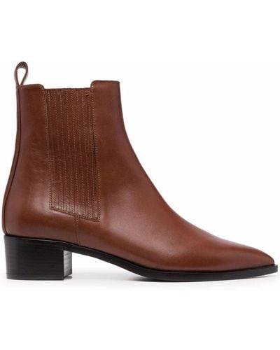 SCAROSSO Olivia Leather Ankle Boots - Brown