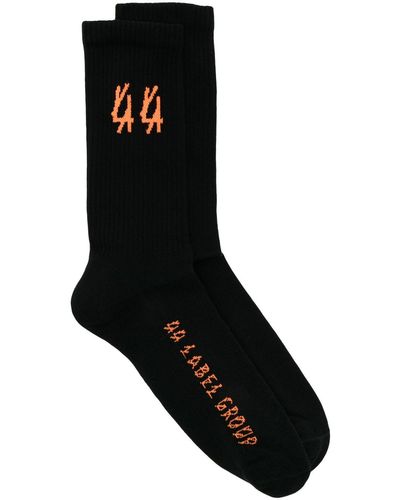 44 Label Group Intarsia-knit Logo Socks - Black