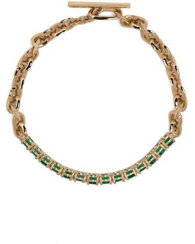 Lizzie Mandler 18kt Yellow Gold Emerald Tennis Bracelet - White