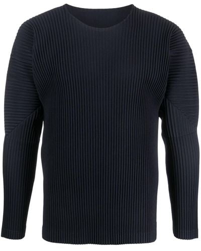 Homme Plissé Issey Miyake Basic Panelled Pleated Sweatshirt - Blue