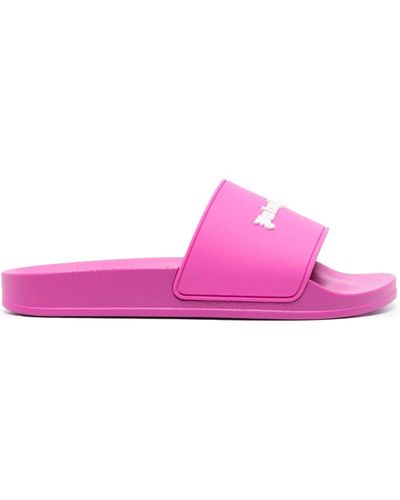 Palm Angels Logo-embossed Slides - Pink