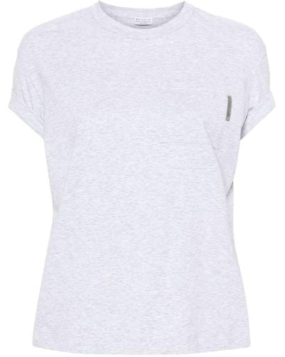 Brunello Cucinelli T-Shirt mit Monili-Kette - Weiß