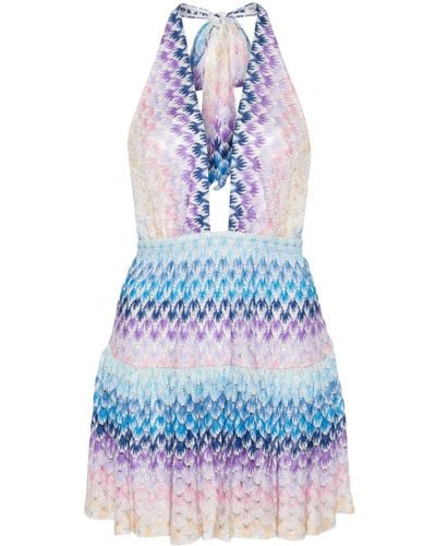 Missoni Mini-jurk Met Open Rug - Blauw