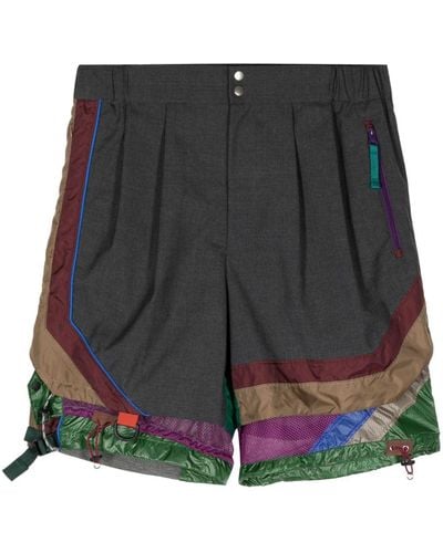 Kolor Colour-Block-Shorts im Layering-Look - Grau