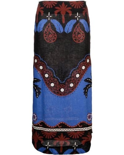 Johanna Ortiz Masaaí Mythology Carnival-print Skirt - Blue