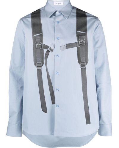 Off-White c/o Virgil Abloh Overhemd Met Print - Blauw