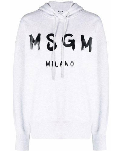MSGM Logo-print Hoodie - Gray