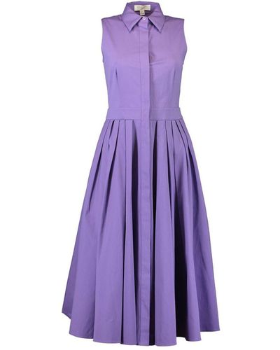 Michael Kors Robe-chemise en popeline à design plissé - Violet