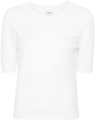 Allude Crew-neck Knitted Top - White