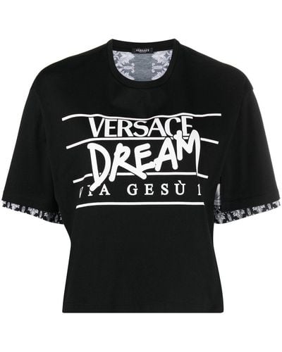 Versace ヴェルサーチェ バロック スローガン Tシャツ - ブラック