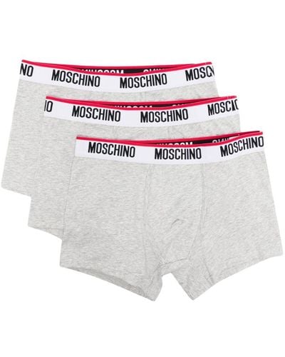 Moschino Set di 3 boxer con banda logo - Bianco