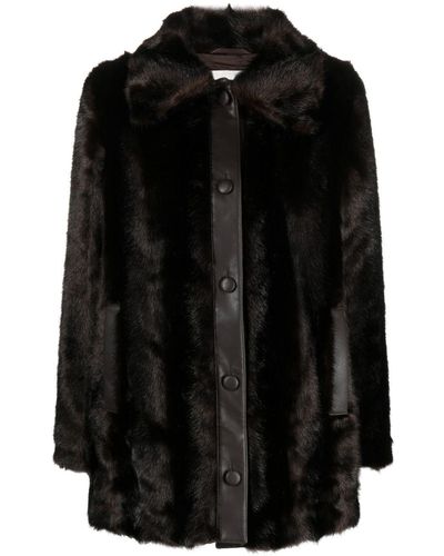 Claudie Pierlot Single-breasted Faux-fur Coat - Black