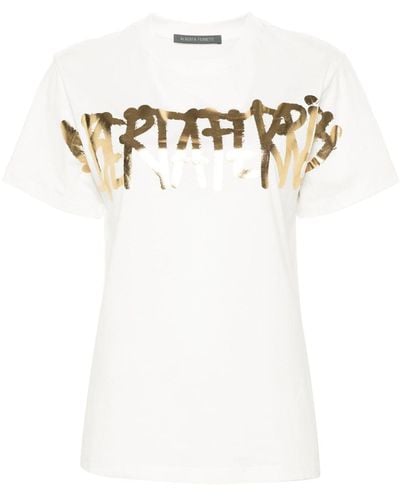 Alberta Ferretti T-Shirt mit Metallic-Print - Weiß