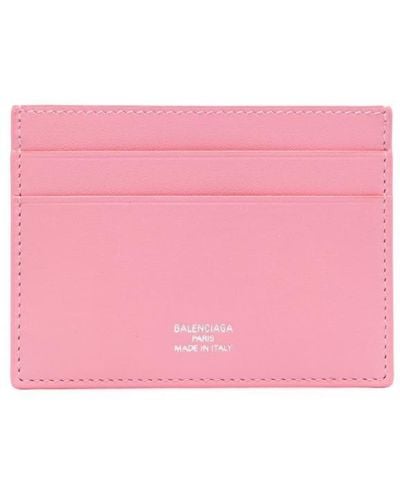 Balenciaga Embossed-logo Leather Cardholder - Pink