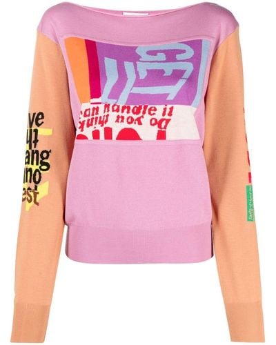 Chloé Intarsia-knit Colour-block Jumper - Pink