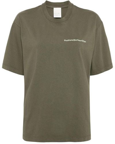Stockholm Surfboard Club Logo-print Organic Cotton T-shirt - Green