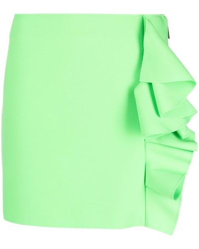 MSGM Ruffle-trim High-waist Cady Miniskirt - Green