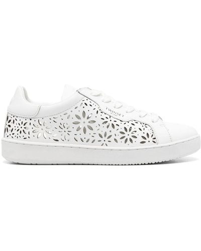 Twin Set Laser-cut Leather Sneakers - Wit