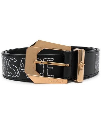 Versace Greca Leather Belt - Black