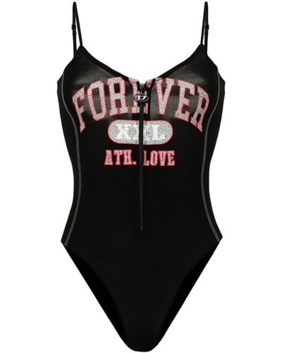 DIESEL Slogan-print Bodysuit - Black