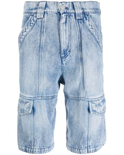 Isabel Marant Short en jean à poches cargo - Bleu