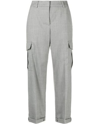 Peserico Straight-leg Wool-blend Cargo Pants - Grey