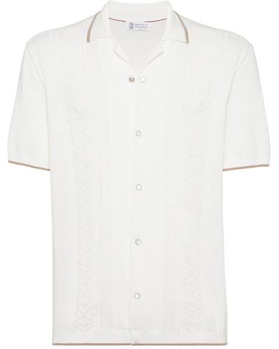 Brunello Cucinelli Camisa con ribete en contraste - Blanco
