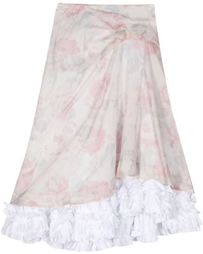 Molly Goddard Jules Frilled Cotton Skirt - Wit