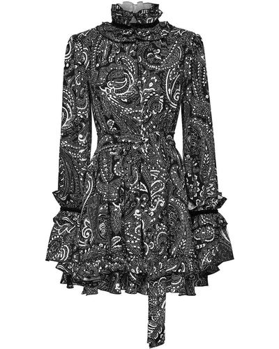 Philipp Plein Ruffled Paisley-print Mini Dress - Black
