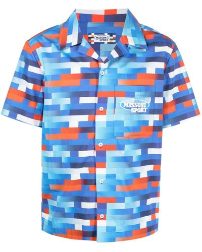 Missoni Graphic-print Short-sleeved Shirt - Blue