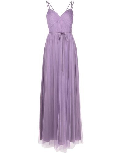 Marchesa Pleated Maxi Dress - Purple
