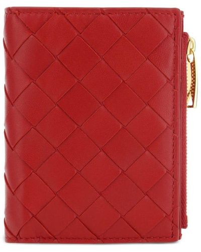 Bottega Veneta Intrecciato Leather Wallet - Red