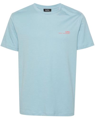 A.P.C. Katoenen T-shirt Met Logoprint - Blauw