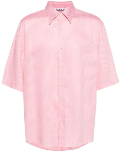 Acne Studios Logo-embroidered Striped Shirt - Pink