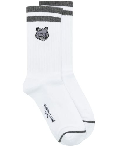 Maison Kitsuné Fox-motif Cotton Socks - White