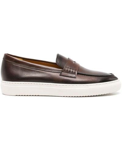 Doucal's Faded Leather Penny Loafers - Brown