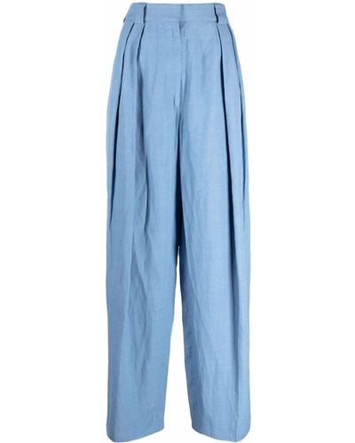Stella McCartney Pantalones de vestir de talle alto - Azul